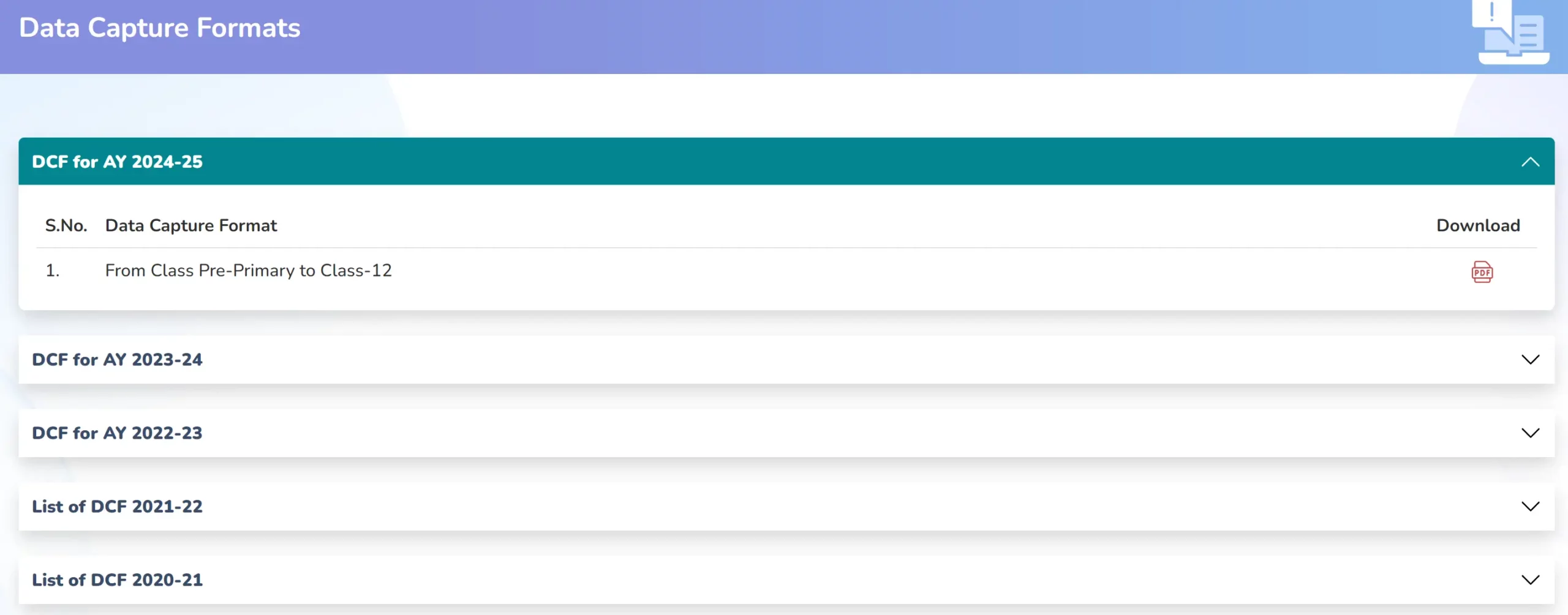 UDISE Data Capture Formats