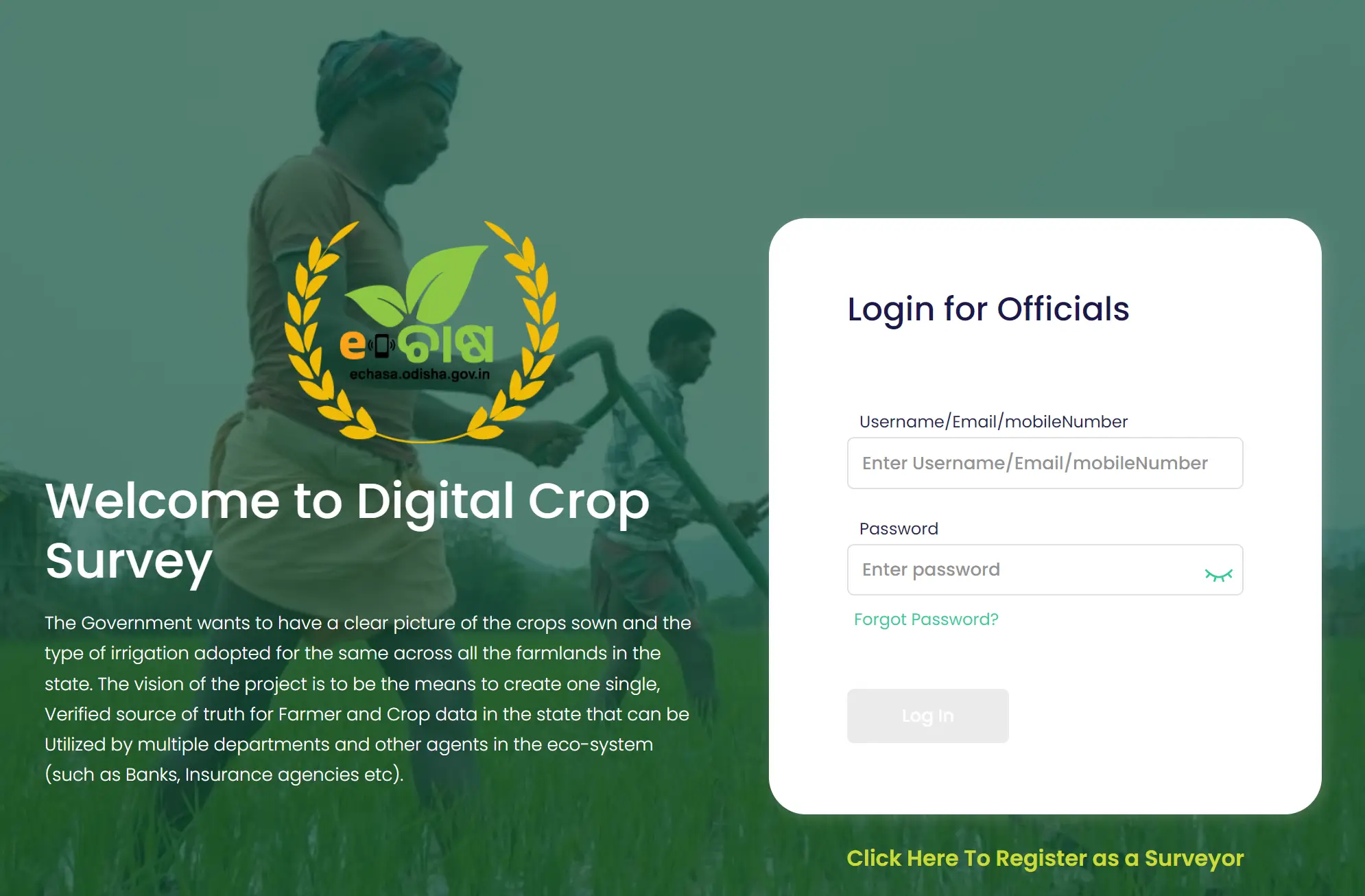 Odisha Crop Survey Portal Login