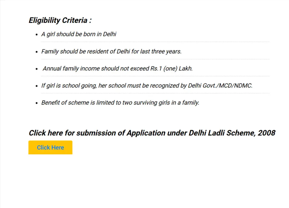 Delhi Ladli Yojana Apply Link