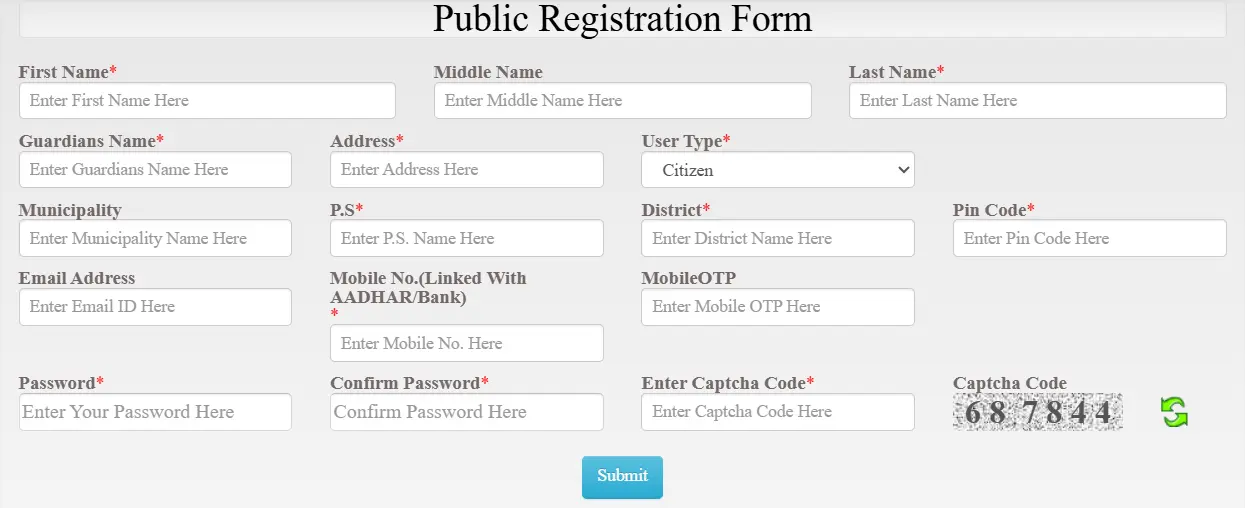 Public Registration Form