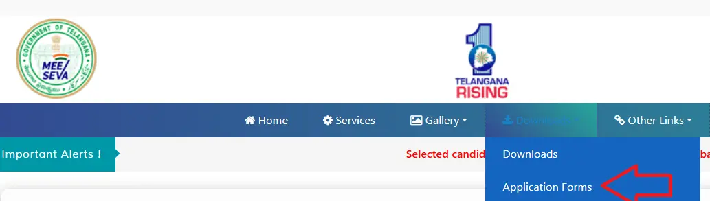 TS Meeseva Telangana Application Forms