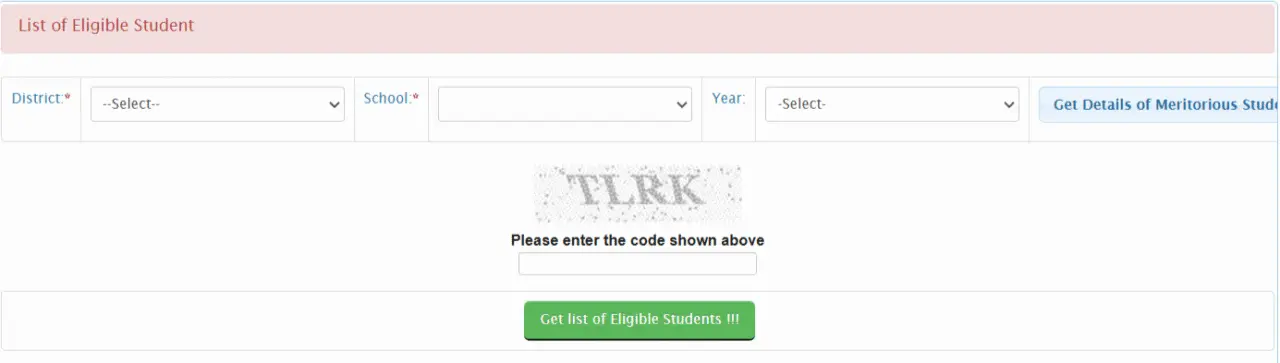 List of Eligible Students Details